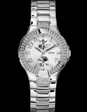 Guess Mini Prism Diamonds Silver Dial Silver Steel Strap Watch for Women - W12638L1