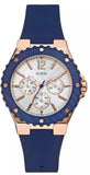 Guess Overdrive White Dial Blue Rubber Strap Watch for Women - W0149L5