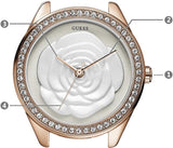 Guess Mini Rose Diamonds White Dial White Leather Strap Watch For Women - U85142l3