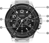 Guess Indovina Quartz Black Dial Black Leather Strap Watch For Men - W0040G9