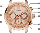 Guess Sunrise Quartz Rose Gold Dial Rose Gold Steel Strap Watch For Women - W0330L2