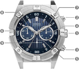 Guess Jolt Chronograph Blue Dial Silver Steel Strap Watch for Men - W0377G2