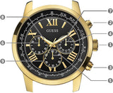 Guess Horizon Chronograph Quartz Black Dial Black Leather Strap Watch For Men - W0380G7