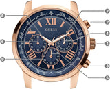 Guess Horizon Chronograph Blue Dial Blue Leather Strap Watch For Men - W0380G5