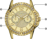 Guess Sassy Analog Quartz Gold Dial Gold Steel Strap Watch For Women - W0705L2
