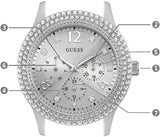 Guess Bedazzle Diamonds Silver Dial Silver Steel Strap Watch For Women - W1097L1