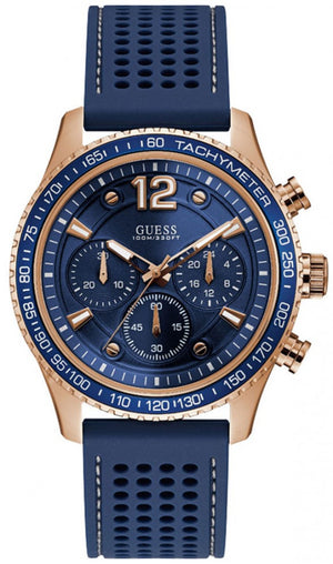 Guess Fleet Blue Dial Blue Rubber Strap Watch for Men - W0971G3