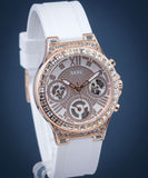 Guess Moonlight Diamonds White Dial White Rubber Strap Watch for Women - GW0257L2