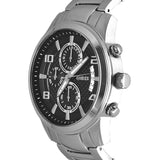 Guess Exec Chronograph Quartz Black Dial Silver Steel Strap Watch For Men - W0075G1