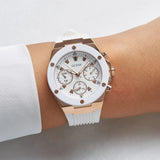 Guess Athena White Dial White Rubber Strap Watch For Women - GW0030L3