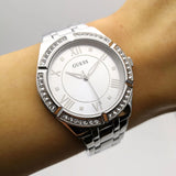 Guess Cosmo Diamonds Silver Dial Silver Steel Strap Watch For Women - GW0033L1