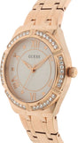 Guess Cosmo Diamonds Silver Dial Rose Gold Steel Strap Watch For Women - GW0033L3