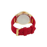 Guess Frontier Diamonds Gold Dial Red Rubber Strap Watch for Women - GW0045L2