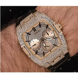 Guess Phoenix Multifunction Crystals Gold Dial Gold Steel Strap Watch For Men - GW0094G2