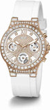 Guess Moonlight Diamonds White Dial White Rubber Strap Watch for Women - GW0257L2