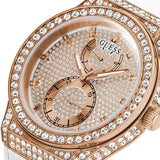 Guess Sport Multifunction Crystals Rose Gold Dial White Rubber Strap Watch For Women - GW0439L3