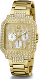 Guess Deco Quartz Crystals Gold Dial Gold Steel Strap Watch For Women - GW0472L2