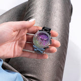 Guess Heiress Multifunction Diamonds Purple Dial Purple Steel Strap Watch for Women - GW0440L3