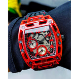 Guess Phoenix Multifunction Analog Red Dial Black Silicone Strap Watch For Men - GW0499G4