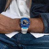 Guess Phoenix Multifunction Blue Dial White Rubber Strap Watch for Men - GW0499G6