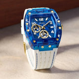 Guess Phoenix Multifunction Blue Dial White Rubber Strap Watch for Men - GW0499G6