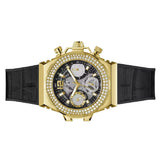 Guess Fusion Chronograph Black Dial Black Leather Strap Watch For Women - GW0553L4