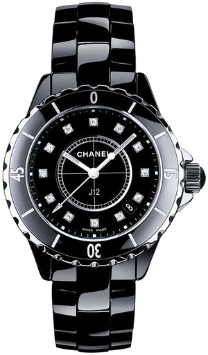 Chanel J12 Quartz Diamonds Black Dial Black Steel Strap Watch for Women - J12 H1625