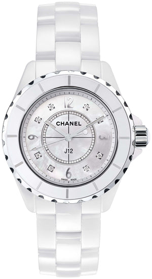 Chanel J12 Diamonds Quartz Ceramic White Dial White Steel Strap Watch for Women - J12 H2422