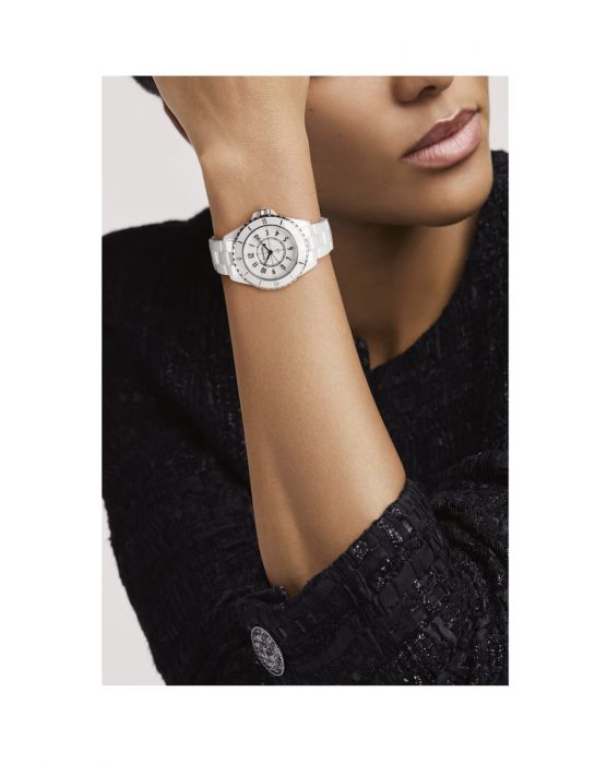 Chanel J12 Quartz White Dial White Steel Strap Watch for Women 