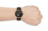 Fossil Townsman Automatic Black Dial Black Leather Strap Watch for Men - ME3170