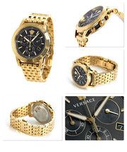 Versace Sport Tech Chronograph Black Dial Gold Steel Strap Watch for Men - VELT00419