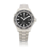 Tag Heuer Aquaracer Caliber 5 Automatic Black Dial Silver Steel Strap Watch for Men - WAK2110.BA0830