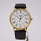 Longines Presence 25.5mm Automatic White Dial Black Leather Strap Watch untuk Wanita - L4.921.2.11.2