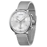 Calvin Klein High Noon Silver Dial Silver Mesh Bracelet Watch for Men - K8M27126