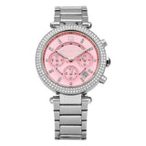 Michael Kors Parker Chronograph Pink Dial Silver Steel Strap Watch For Women - MK6105