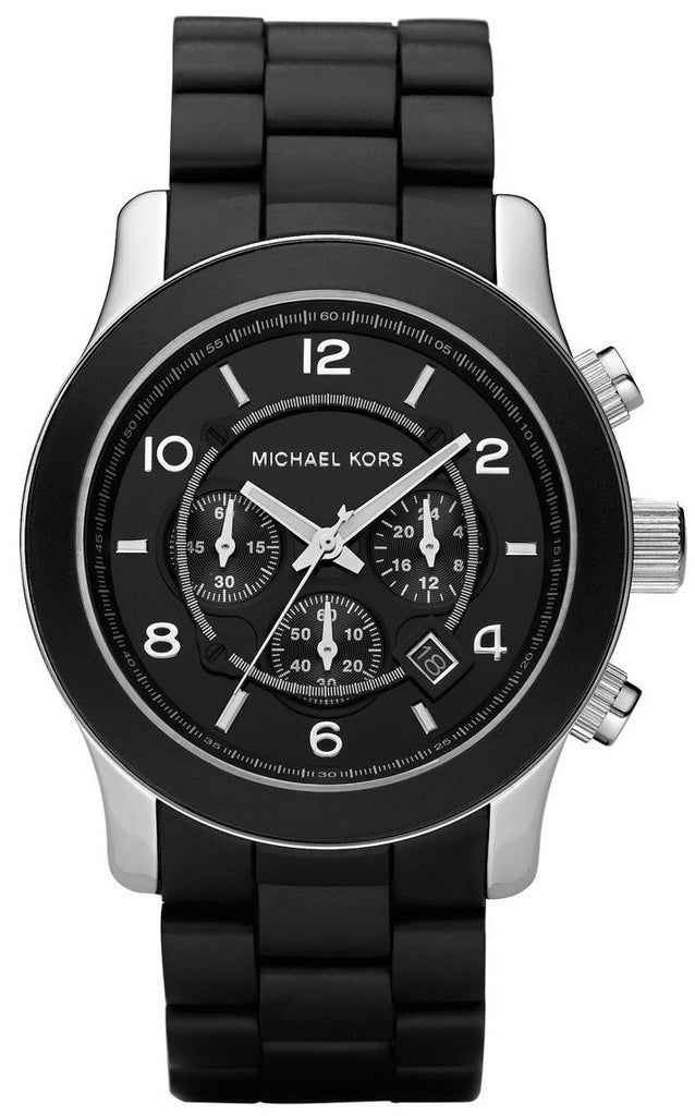 Michael Kors Runway Black Dial Black Rubber Strap Watch for Men - MK8107
