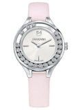 Swarovski Lovely Crystals Silver Dial Pink Leather Strap Watch for Women - 5261493