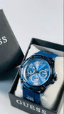 Guess Delta Blue Dial Blue Silicone Strap Watch for Men - GW0051G4