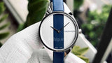 Calvin Klein Rebel Blue Silver Dial Blue Leather Strap Watch for Women - K8P231V6