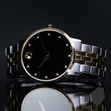 Movado Museum Classic Diamonds Black Dial Two Tone Steel Strap Watch for Men - 0607202