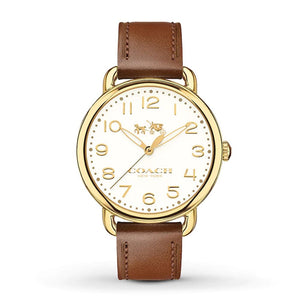 Coach Delancey White Dial Brown Leather Strap Watch for Women - 14502715