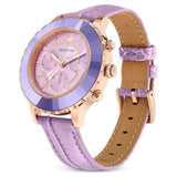 Swarovski Octea Lux Chrono Pink Dial Pink Leather Strap Watch for Women - 5452501