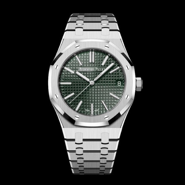 Audemars Piguet Royal Oak 50th Anniversary Green Dial Silver Steel Strap Watch for Men - 15510ST.OO.1320ST.04