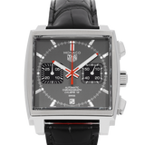 Tag Heuer Monaco Calibre 12 Final Edition Chronograph Grey Dial Black Leather Strap Watch for Men - CAW211J.FC6476