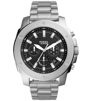 Fossil Modern Machine Black Dial Silver Steel Strap Watch for Men - FS4926