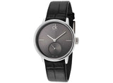 Calvin Klein Accent Black Dial Black Leather Strap Watch for Men - K2Y211C3