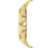 Guess Continental Diamonds Gold Dial Gold Steel Strap Watch for Men - GW0261G2