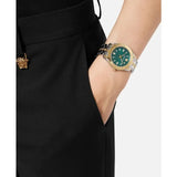 Versace Hellenyium Green Dial Two Tone Steel Strap Watch for Women - VEVH00620