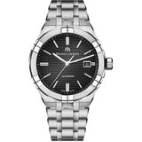 Maurice Lacroix Aikon Date Quartz Black Dial Silver Steel Strap Watch for Men - AI1108-SS002-330-1