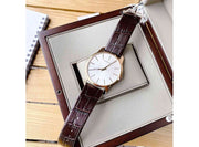 Calvin Klein City Silver Dial Brown Leather Strap Watch For Men - K2G21629